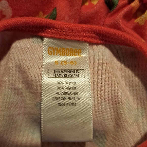Gymboree girls size small or 5-6 sleepwear romper orange with flower print - Picture 2 of 3